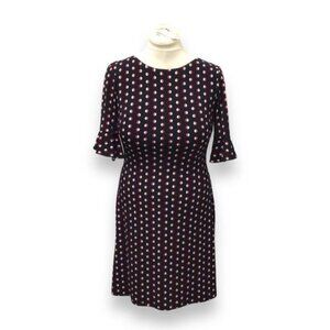 Tommy Hilfiger Polka Dot Dress Black & Pink Size 4 Bell Sleeves Womens